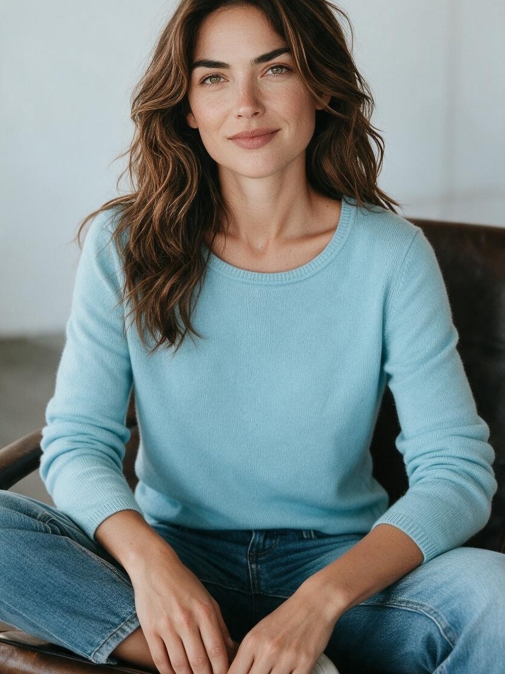 Peck & Peck 100% Cashmere Sweater Women’s M Aqua Blue Crewneck
